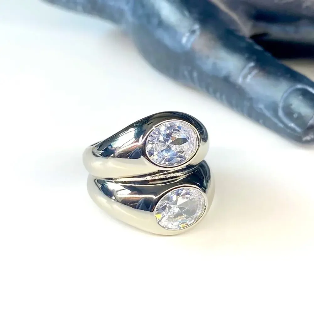 NEW Silver Mirroring Rhinestone Statement Ring